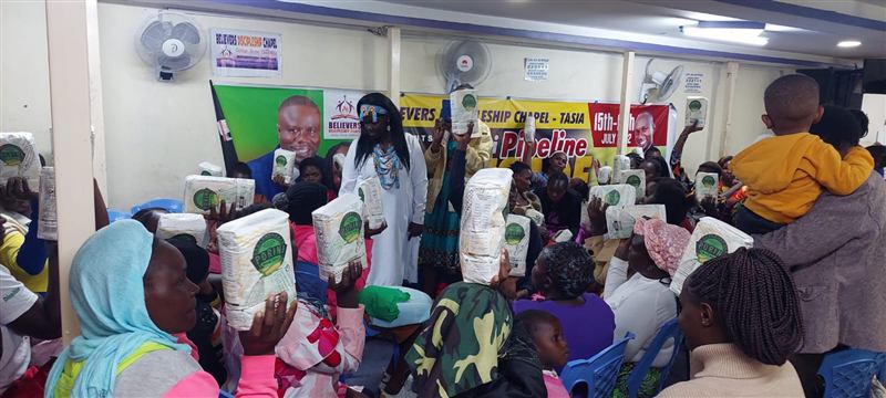 A Neema Operations food distribution at Believers Discipleship Chapel in Tassia